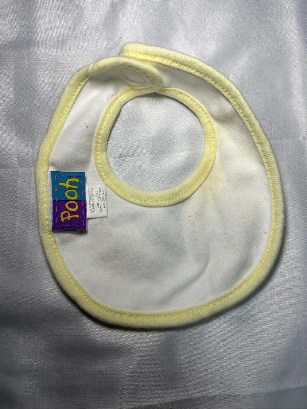 Vintage 90s Winnie‎ The Pooh Baby Bib Yellow Balloons One Hundred Acre OS Disney
